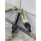 Replica Dior Shoulder Strap with Ring Embroidery Canvas Blue Fake