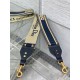 Replica Dior Shoulder Strap with Ring Embroidery Canvas Blue Fake