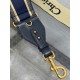 Replica Dior Shoulder Strap with Ring Embroidery Canvas Blue Fake