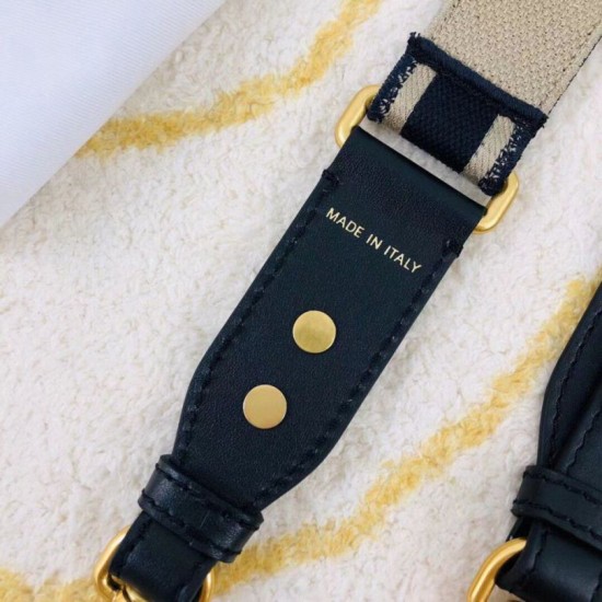 Replica Dior Embroidery Adjustable Shoulder Strap Blue Fake