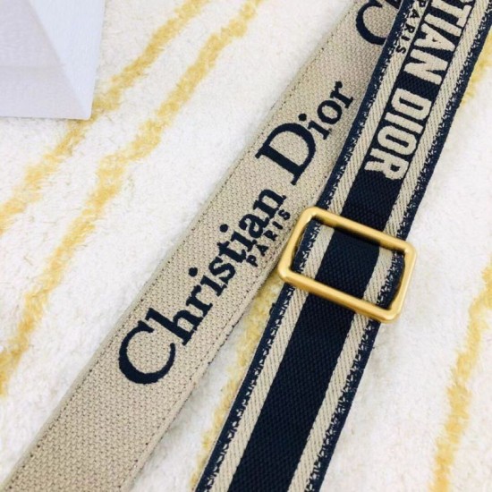 Replica Dior Embroidery Adjustable Shoulder Strap Blue Fake