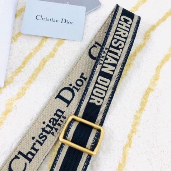 Replica Dior Embroidery Adjustable Shoulder Strap Blue Fake