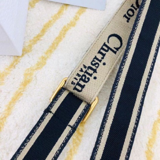 Replica Dior Embroidery Adjustable Shoulder Strap Blue Fake