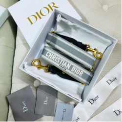 Replica Dior Embroidery Adjustable Shoulder Strap Grey Fake