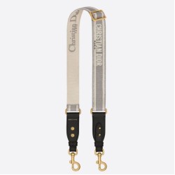 Replica Dior Embroidery Adjustable Shoulder Strap Grey Fake