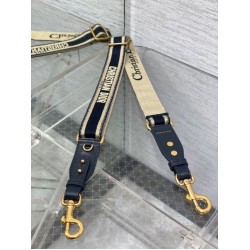 Replica Dior Adjustable Shoulder Strap with Ring Embroidery Blue Fake