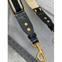 Replica Dior Adjustable Shoulder Strap with Ring Embroidery Black Fake
