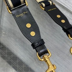 Replica Dior Adjustable Shoulder Strap with Ring Embroidery Black Fake