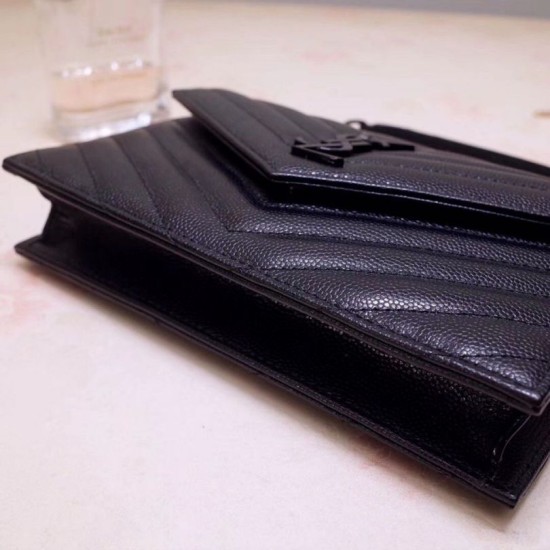 Replica YSL Saint Laurent WOC Envelope Chain Wallet All Black Fake
