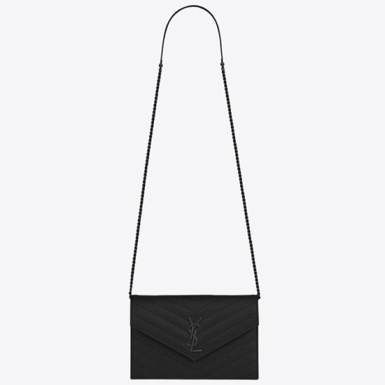Replica YSL Saint Laurent WOC Envelope Chain Wallet All Black Fake