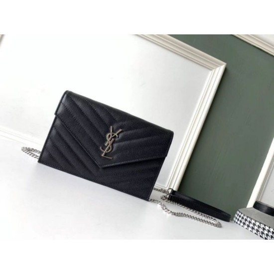 Replica YSL Saint Laurent WOC Envelope Chain Wallet Noir Fake