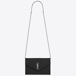 Replica YSL Saint Laurent WOC Envelope Chain Wallet Noir Fake