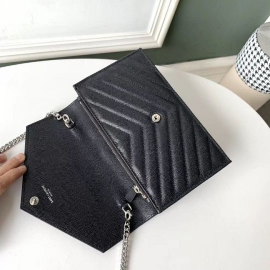 Replica YSL Saint Laurent WOC Envelope Chain Wallet Noir Fake