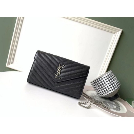 Replica YSL Saint Laurent WOC Monogram Chain Wallet Noir Fake