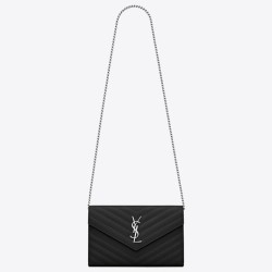 Replica YSL Saint Laurent WOC Monogram Chain Wallet Noir Fake