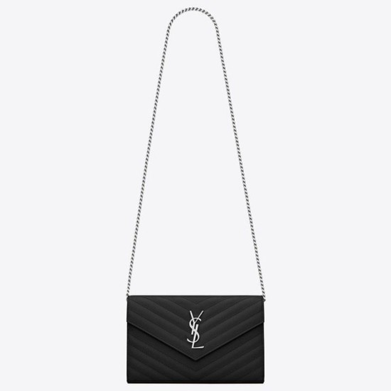 Replica YSL Saint Laurent WOC Monogram Chain Wallet Noir Fake