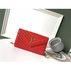 Replica YSL Saint Laurent WOC Monogram Chain Wallet Red Fake