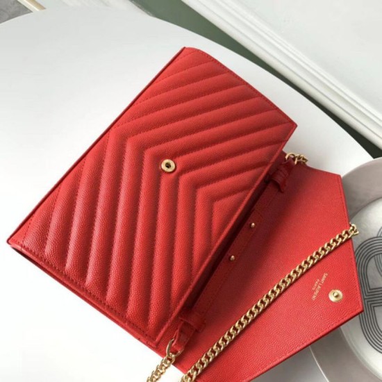 Replica YSL Saint Laurent WOC Monogram Chain Wallet Red Fake