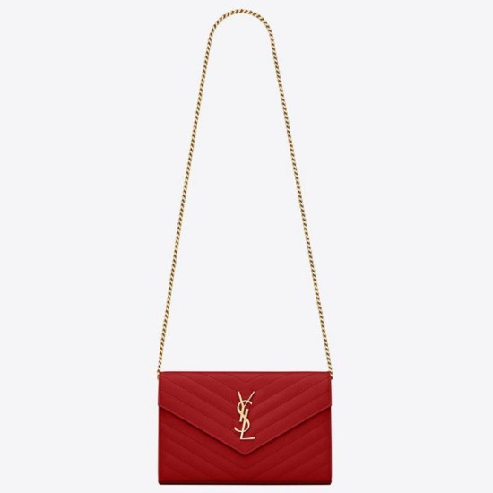 Replica YSL Saint Laurent WOC Monogram Chain Wallet Red Fake