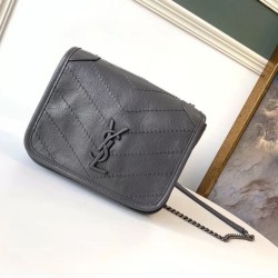 Replica YSL Saint Laurent WOC Niki Chain Wallet Storm Crinkled Fake