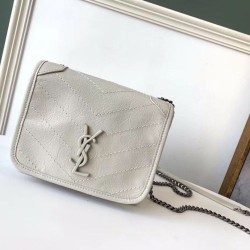 Replica YSL Saint Laurent WOC Niki Chain Wallet White Crinkled Fake