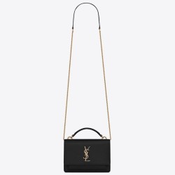 Replica YSL Saint Laurent WOC Sunset Chain Wallet Black Fake