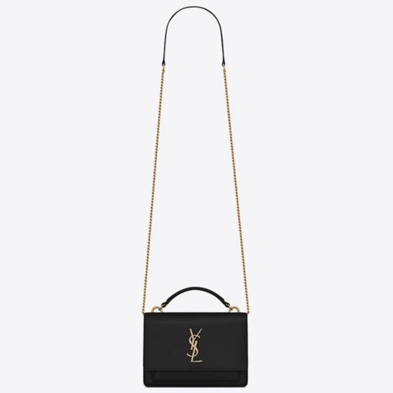 Replica YSL Saint Laurent WOC Sunset Chain Wallet Black Fake