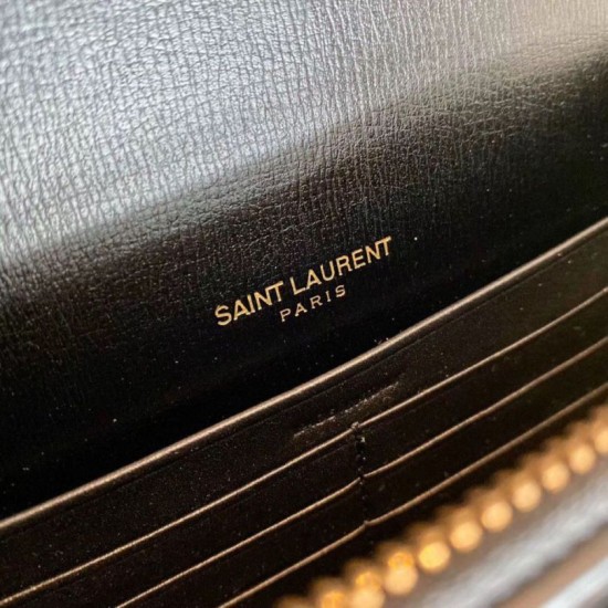 Replica YSL Saint Laurent WOC Sunset Chain Wallet Black Fake