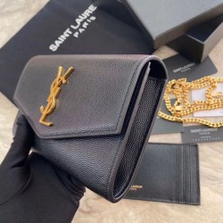 Replica YSL Saint Laurent WOC Uptown Chain Wallet Black Fake