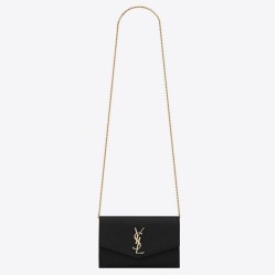 Replica YSL Saint Laurent WOC Uptown Chain Wallet Black Fake