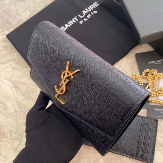 Replica YSL Saint Laurent WOC Uptown Chain Wallet Black Fake