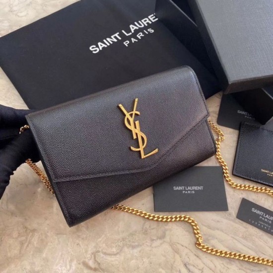 Replica YSL Saint Laurent WOC Uptown Chain Wallet Black Fake