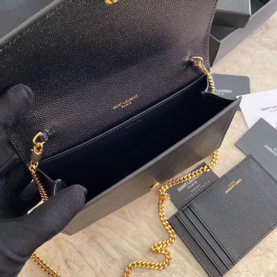 Replica YSL Saint Laurent WOC Uptown Chain Wallet Black Fake