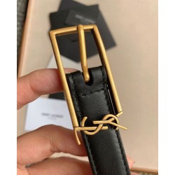 Replica YSL Saint Laurent New Cassandre Buckle Belt 20MM Black Fake