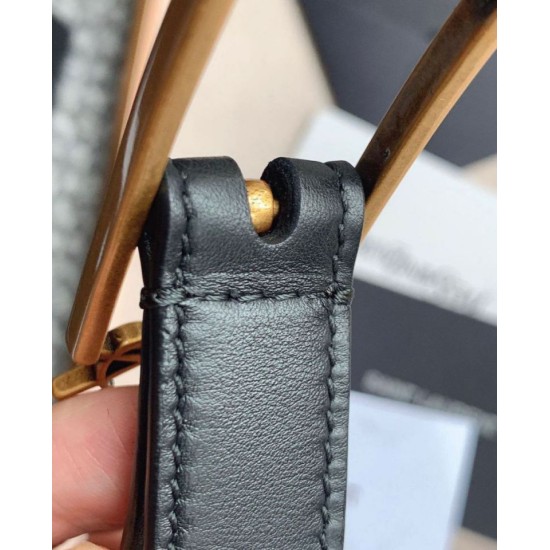 Replica YSL Saint Laurent New Cassandre Buckle Belt 20MM Black Fake