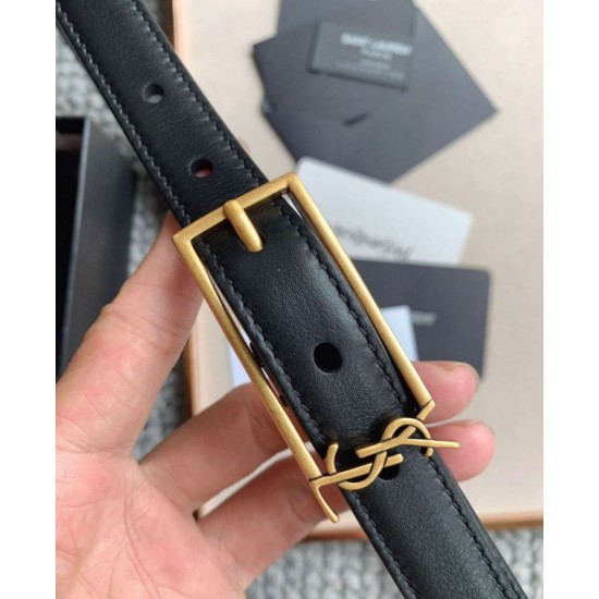 Replica YSL Saint Laurent New Cassandre Buckle Belt 20MM Black Fake