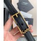 Replica YSL Saint Laurent New Cassandre Buckle Belt 20MM Black Fake