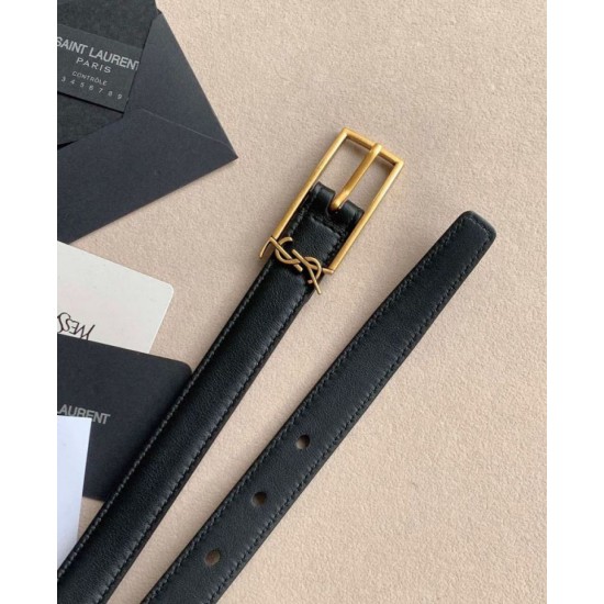 Replica YSL Saint Laurent New Cassandre Buckle Belt 20MM Black Fake