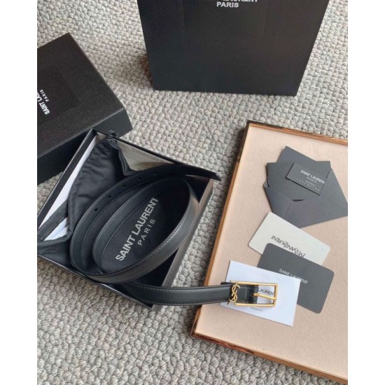 Replica YSL Saint Laurent New Cassandre Buckle Belt 20MM Black Fake