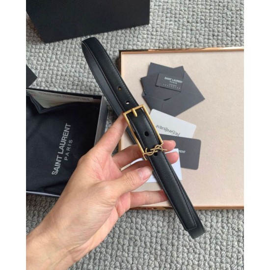Replica YSL Saint Laurent New Cassandre Buckle Belt 20MM Black Fake