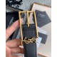 Replica YSL Saint Laurent New Cassandre Buckle Belt 30MM Black Fake