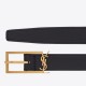 Replica YSL Saint Laurent New Cassandre Buckle Belt 30MM Black Fake