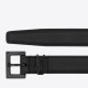 Replica YSL Saint Laurent Cassandre Square Buckle Belt 20MM All Black Fake