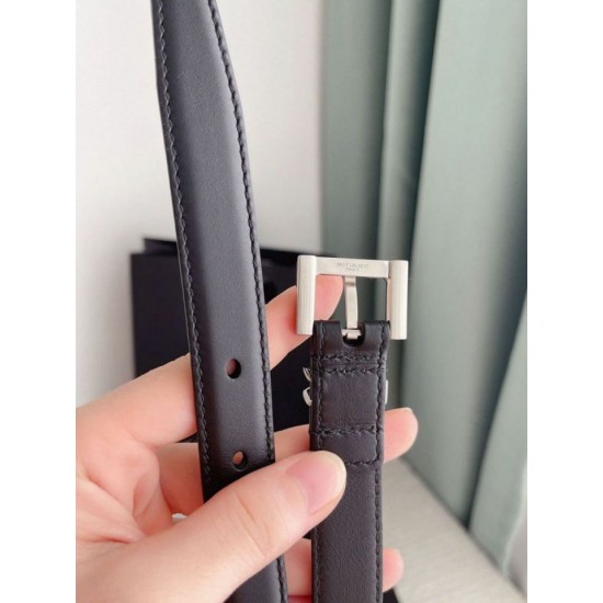 Replica YSL Saint Laurent Cassandre Square Buckle Belt 20MM Noir Fake