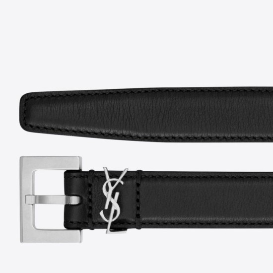 Replica YSL Saint Laurent Cassandre Square Buckle Belt 20MM Noir Fake