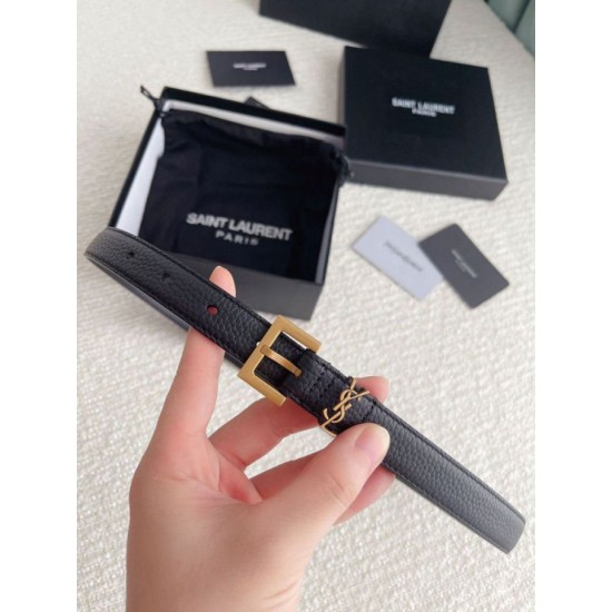 Replica YSL Saint Laurent Cassandre Square Buckle Belt 20MM Black Fake