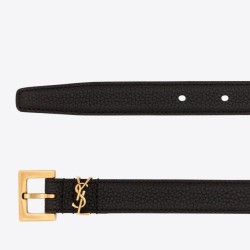 Replica YSL Saint Laurent Cassandre Square Buckle Belt 20MM Black Fake