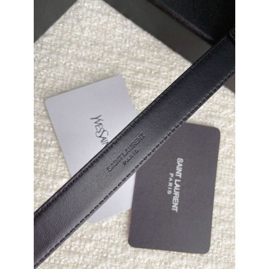 Replica YSL Saint Laurent Cassandre Square Buckle Belt 20MM Black Fake