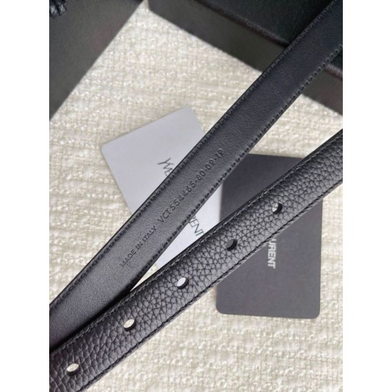 Replica YSL Saint Laurent Cassandre Square Buckle Belt 20MM Black Fake