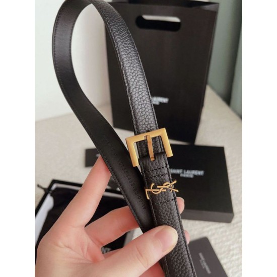 Replica YSL Saint Laurent Cassandre Square Buckle Belt 20MM Black Fake